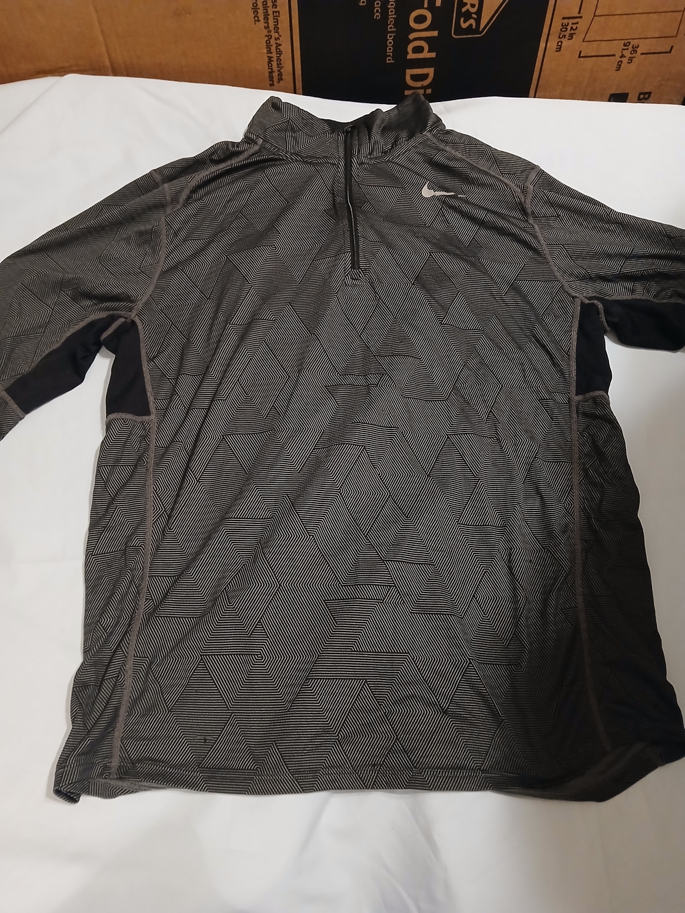 Nike Gray Black Geometric Quarter-Zip Performance Pullover